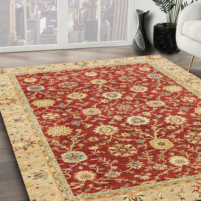 Machine Washable Abstract Red Rug in a Family Room, wshabs2787