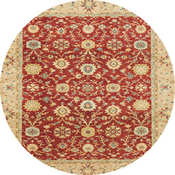 Round Machine Washable Abstract Red Rug, wshabs2787
