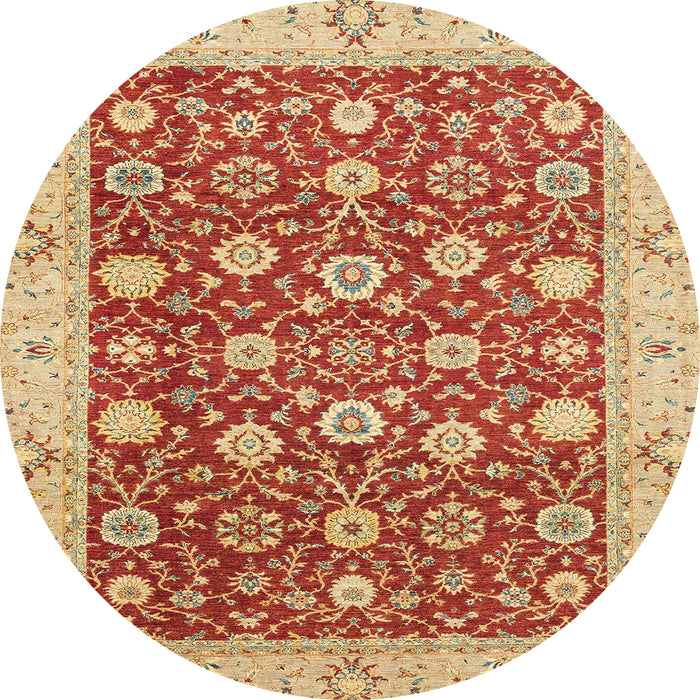 Round Machine Washable Abstract Red Rug, wshabs2787