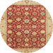 Round Machine Washable Abstract Red Rug, wshabs2787