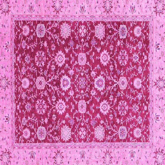 Square Machine Washable Oriental Pink Traditional Rug, wshabs2787pnk