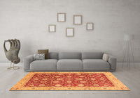 Machine Washable Oriental Orange Traditional Rug, wshabs2787org