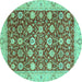 Round Oriental Turquoise Traditional Rug, abs2787turq