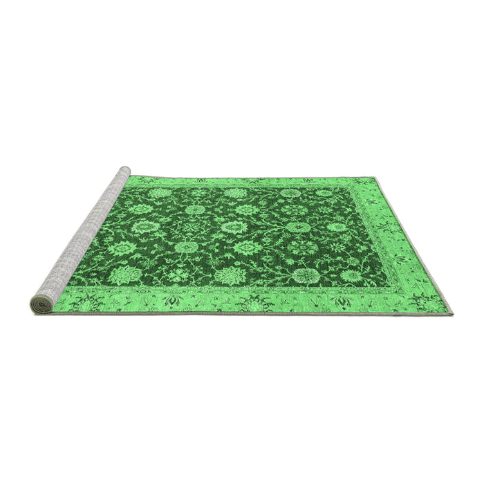 Sideview of Machine Washable Oriental Emerald Green Traditional Area Rugs, wshabs2787emgrn