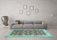 Machine Washable Oriental Light Blue Traditional Rug, wshabs2787lblu