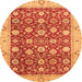 Round Oriental Orange Traditional Rug, abs2787org