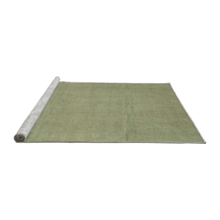 Sideview of Machine Washable Abstract Brass Green Rug, wshabs2788