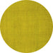 Round Machine Washable Abstract Yellow Modern Rug, wshabs2788yw