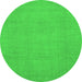 Round Abstract Green Modern Rug, abs2788grn