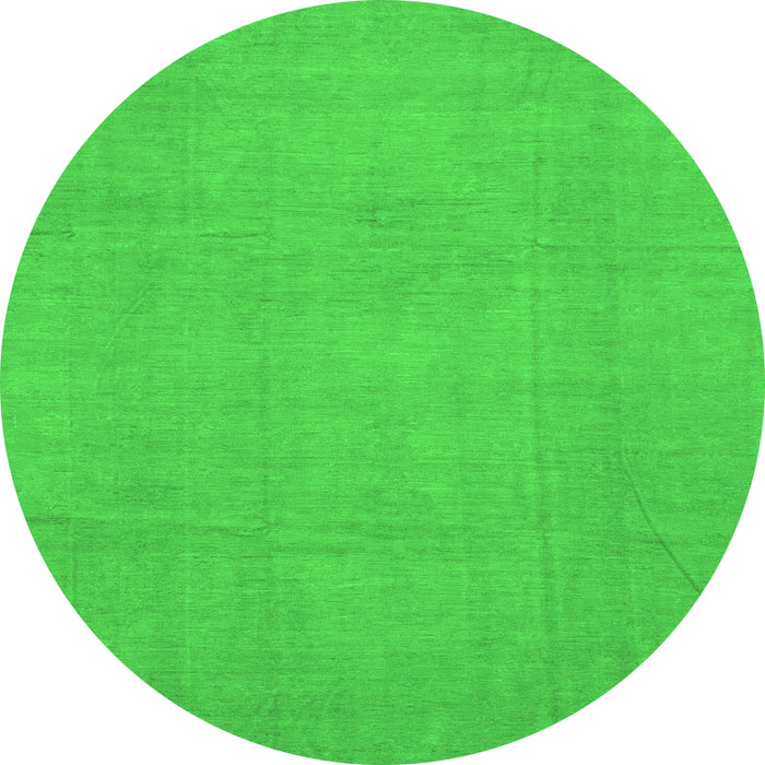 Round Machine Washable Abstract Green Modern Area Rugs, wshabs2788grn