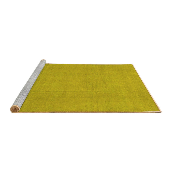 Sideview of Machine Washable Abstract Yellow Modern Rug, wshabs2788yw
