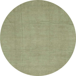 Round Machine Washable Abstract Brass Green Rug, wshabs2788