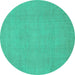 Round Abstract Turquoise Modern Rug, abs2788turq