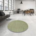 Round Machine Washable Abstract Brass Green Rug in a Office, wshabs2788