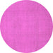 Round Machine Washable Abstract Pink Modern Rug, wshabs2788pnk