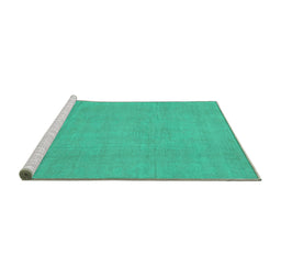 Sideview of Machine Washable Abstract Turquoise Modern Area Rugs, wshabs2788turq
