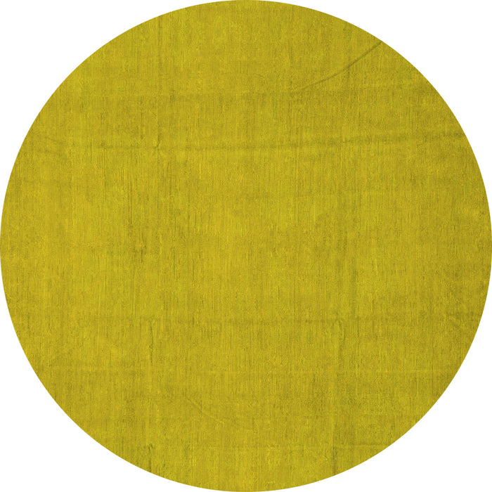 Round Abstract Yellow Modern Rug, abs2788yw