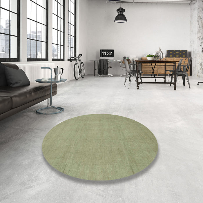Round Abstract Copper Green Modern Rug in a Office, abs2788