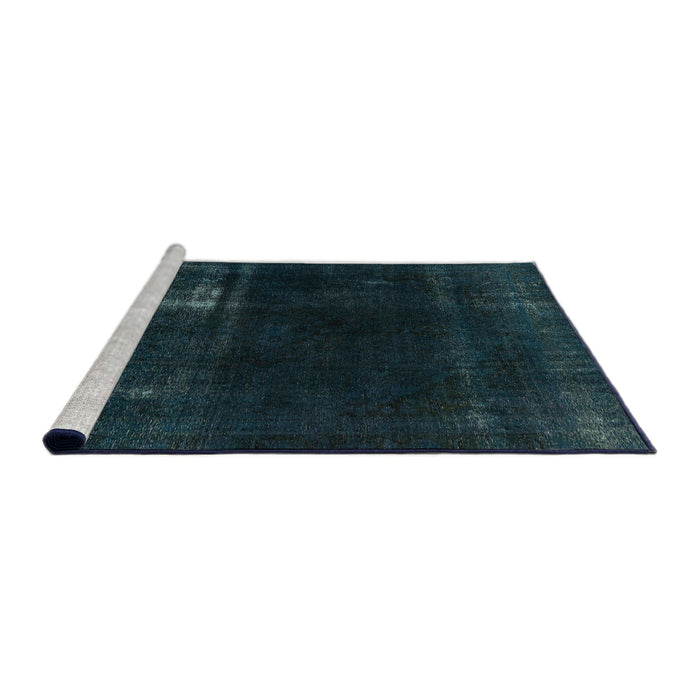 Sideview of Machine Washable Abstract Dark Blue Grey Blue Rug, wshabs2789
