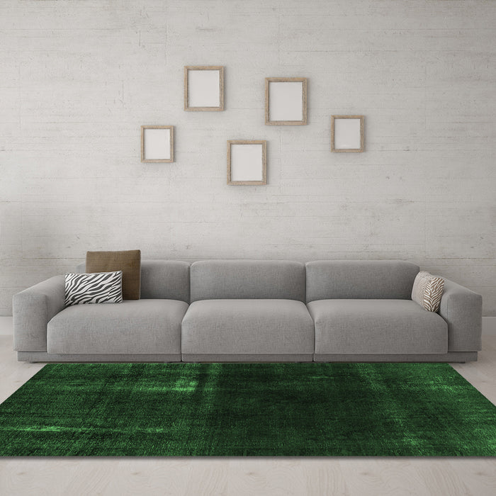Machine Washable Persian Emerald Green Bohemian Area Rugs in a Living Room,, wshabs2789emgrn