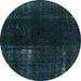 Round Machine Washable Abstract Dark Blue Grey Blue Rug, wshabs2789