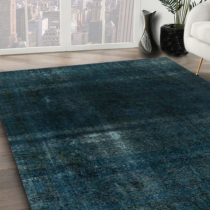 Machine Washable Abstract Dark Blue Grey Blue Rug in a Family Room, wshabs2789