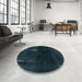 Round Abstract Dark Blue Grey Blue Persian Rug in a Office, abs2789