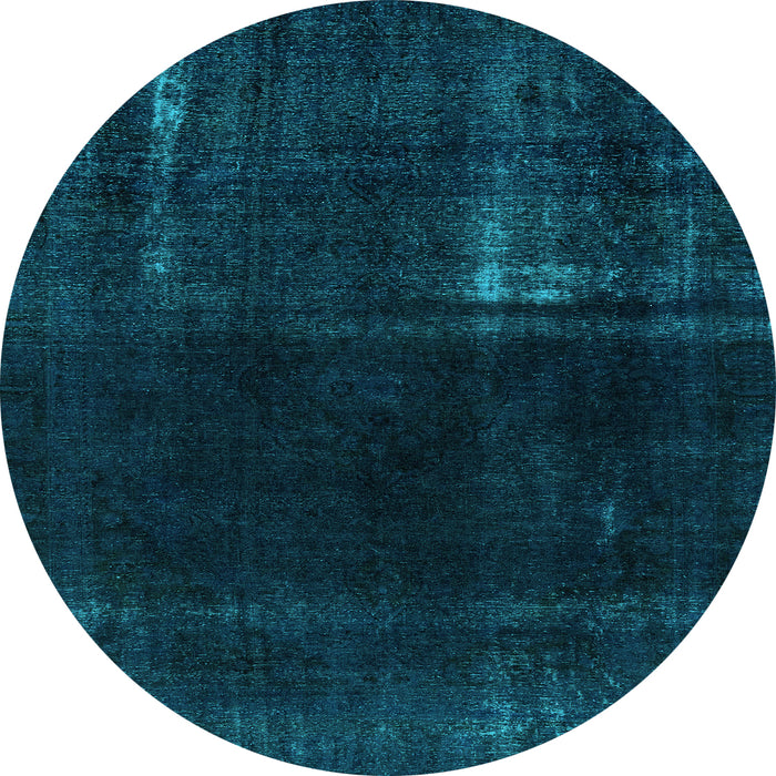 Round Machine Washable Persian Light Blue Bohemian Rug, wshabs2789lblu