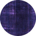 Round Machine Washable Persian Purple Bohemian Area Rugs, wshabs2789pur