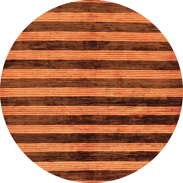 Round Machine Washable Oriental Orange Modern Area Rugs, wshabs278org