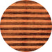 Round Machine Washable Oriental Orange Modern Area Rugs, wshabs278org