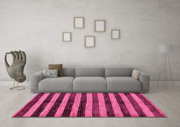 Machine Washable Oriental Pink Modern Rug in a Living Room, wshabs278pnk