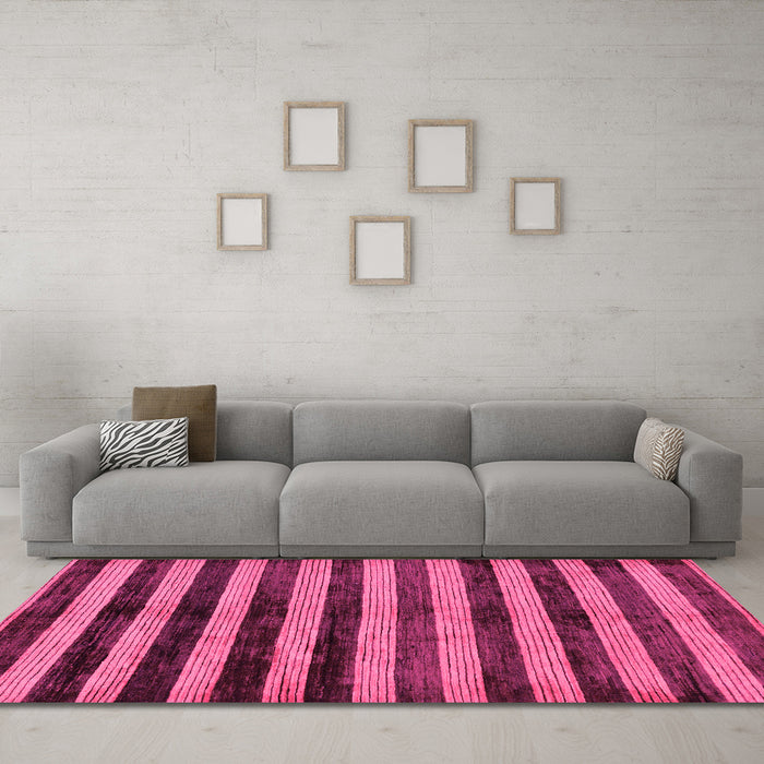 Machine Washable Oriental Pink Modern Rug in a Living Room, wshabs278pnk