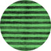 Round Machine Washable Oriental Emerald Green Modern Area Rugs, wshabs278emgrn