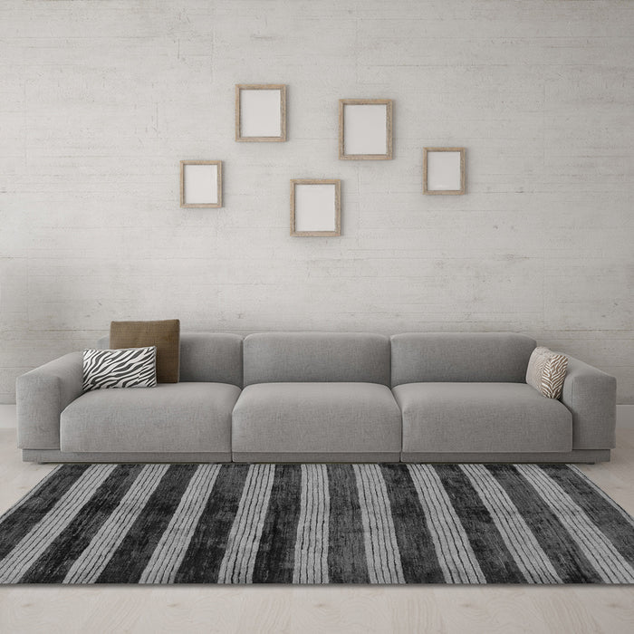 Machine Washable Oriental Gray Modern Rug in a Living Room,, wshabs278gry
