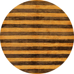 Round Abstract Red Brown Oriental Rug, abs278