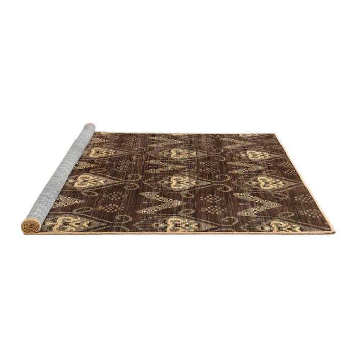 Sideview of Machine Washable Abstract Bakers Brown Rug, wshabs279