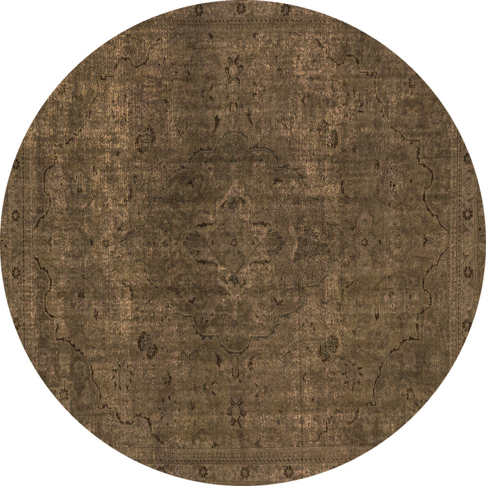 Round Machine Washable Abstract Brown Modern Rug, wshabs2790brn