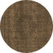 Round Machine Washable Abstract Brown Modern Rug, wshabs2790brn