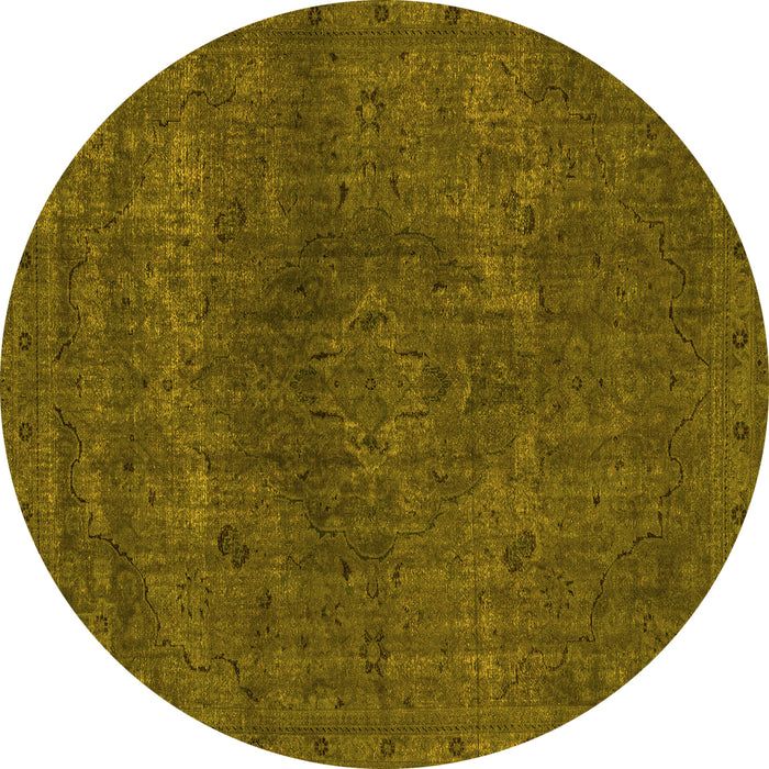 Round Abstract Yellow Modern Rug, abs2790yw