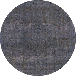 Round Machine Washable Abstract Gray Rug, wshabs2790