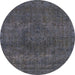 Round Machine Washable Abstract Gray Rug, wshabs2790