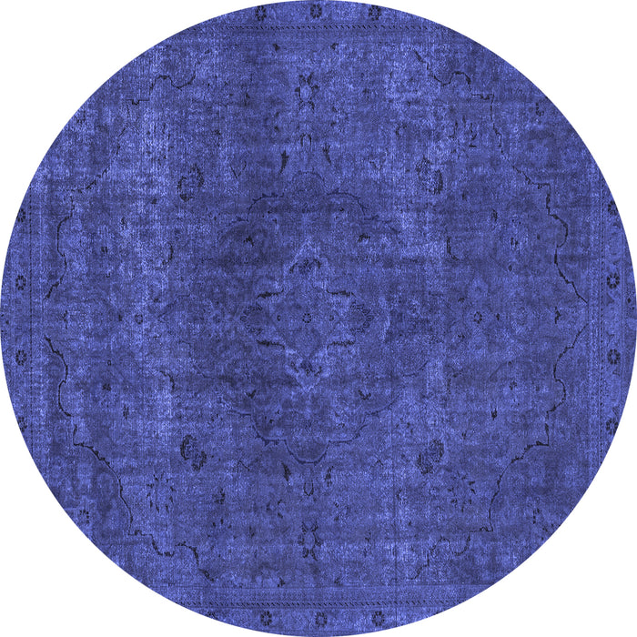 Round Abstract Blue Modern Rug, abs2790blu
