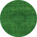 Round Machine Washable Abstract Green Modern Area Rugs, wshabs2790grn