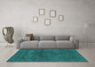 Machine Washable Abstract Turquoise Modern Area Rugs in a Living Room,, wshabs2790turq