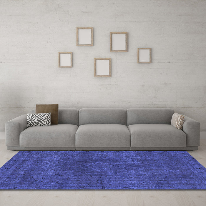 Machine Washable Abstract Blue Modern Rug in a Living Room, wshabs2790blu