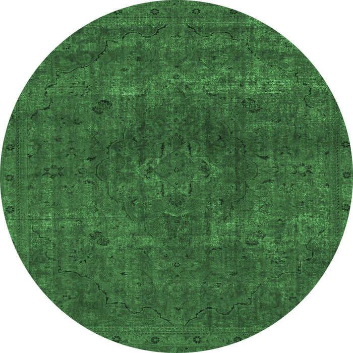 Round Abstract Emerald Green Modern Rug, abs2790emgrn
