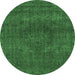 Round Abstract Emerald Green Modern Rug, abs2790emgrn