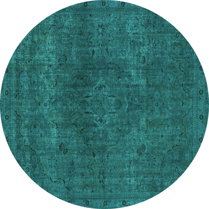 Round Machine Washable Abstract Turquoise Modern Area Rugs, wshabs2790turq