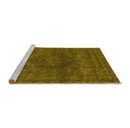 Sideview of Machine Washable Abstract Yellow Modern Rug, wshabs2790yw